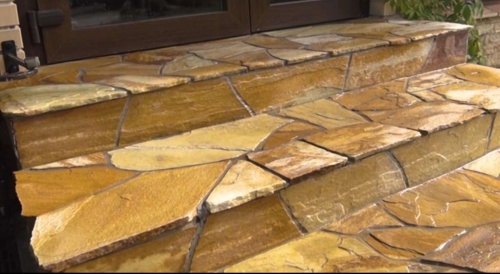 Плитняк златолит жёлтый золотистый для отмостки купить в Очёре